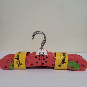 Vintage Kidorable Wooden Painted Child's LADYBUG CLOTHES HANGERS 5 Pkt New